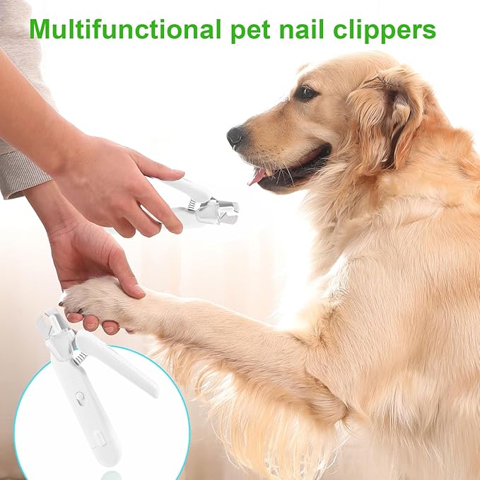 Pet Nail Clippers with Light for Dogs & Cats – Illuminates the Nail and Quick for Safe, Easy Trimming. Extra-Sharp Blades for Thick Nails