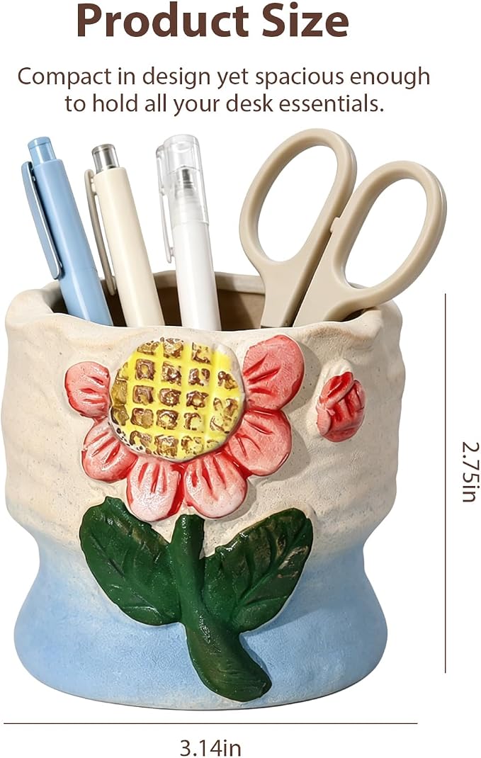 Ceramic Mushroom Shaped Pen Pencil Holder for Desk Decoration Accessories Mushroomb Decor Makeup Brush Pen Cups Office School Ideal Gifts for Women, Mom or Birthdays (pink)