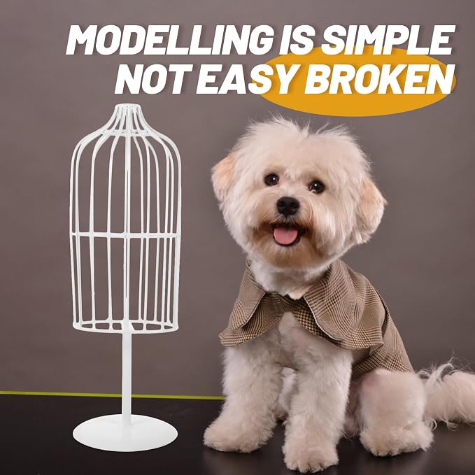 Happyyami White Iron Pet Clothes Hanger for Cat and Dog with Excellent Durability and Flexibility, Unique Design Model Rack for Indoor and Outdoor Clothing Display