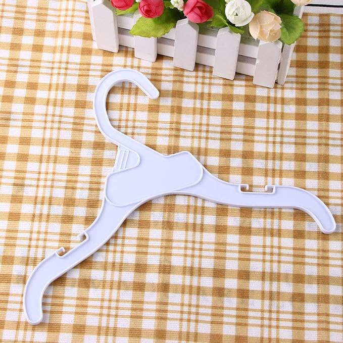 Pet Clothes Hangers 10 Pack, Plastic Non-Slip Small Animal Apparel Hanger for Dog Cat Puppy Kitten Clothing Closet Organizer Storage Rack(White,Small)