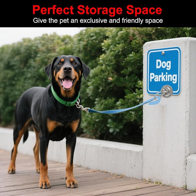2 Pack Secure Dog Leash Parking Indoor Outdoor, Heavy Duty Stainless Steel Wall-Mounted Holder Tie Out Use, Perfect for Small, Medium & Large Dogs in Yards, Picnics & Camping HTNLNF