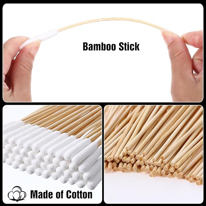 100Pcs Large Cotton Swabs 6 Inch Long Dog Ear Swabs with Bamboo Handle for Dogs Soft Cotton Buds Gentle and Lint-Free Specially Designed for Dogs Pets Ears Cleaning Solution