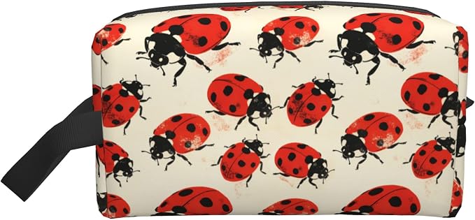 Ladybugs Makeup Bag - Durable 600D Oxford Fabric Travel Cosmetic Bag, Shockproof Foam Padded Toiletry Organizer for Gym & Daily Use 10x6.2x4.9 Inch
