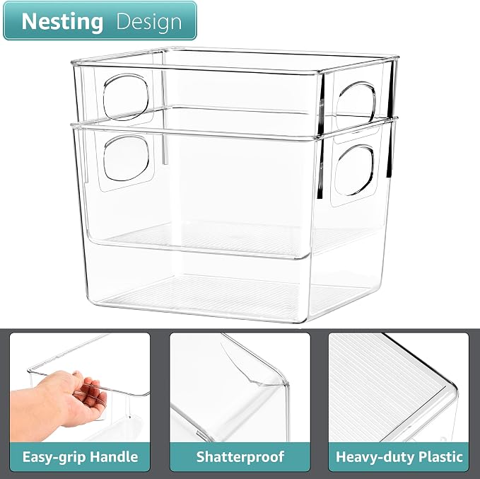 Sorbus Fridge Organizers and Storage, Clear Plastic Bins (Medium, 8 Pack)