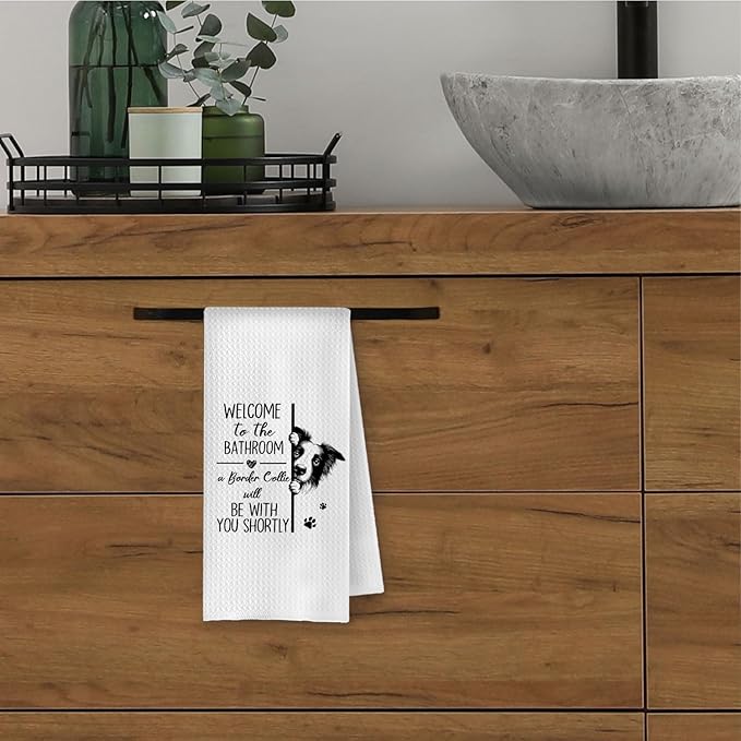 Funny Border Collie Bathroom Hand Towels, Border Collie Gifts for Women Men, Dog Lover Gifts Decorative Hand Towels for Bathroom Washroom Toilet Restroom, 16x24 Inches