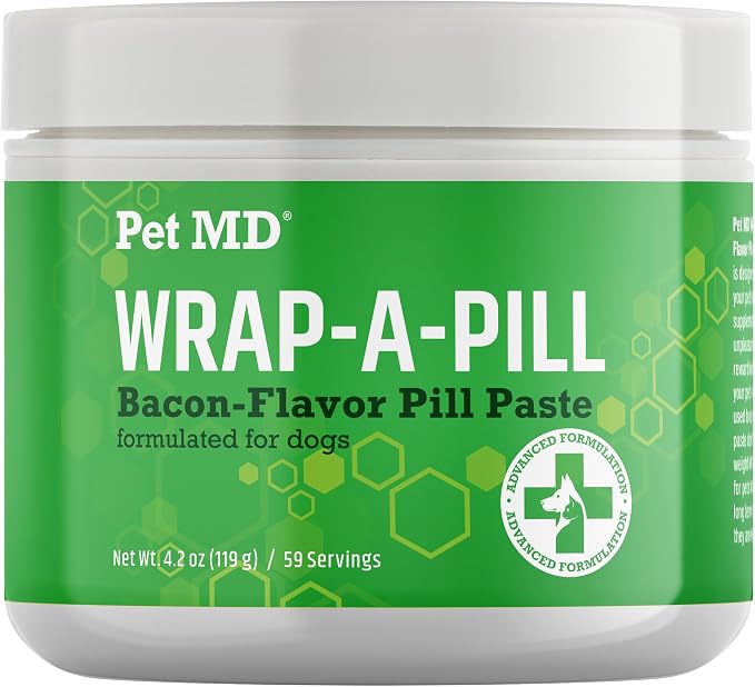 Pet MD Wrap A Pill Bacon Flavor Pill Paste for Dogs - 4.2 oz | Make a Pocket or Pouch to Hide Pills & Medication
