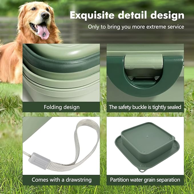 Collapsible Dog Bowls, Travel Food and Water Double Bowl for Cats & Dogs, 2-in-1 Portable BPA-Free Feeding Solution, Perfect for Traveling, Camping & Walking (L/ 100oz)