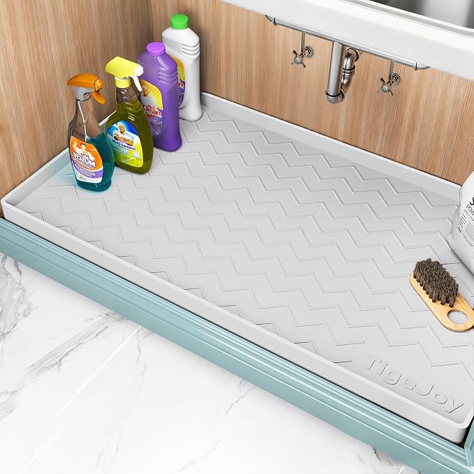TigeJoy Under Sink Mats for Kitchen Waterproof 31" x 22", Cabinet Liner | Leak-Proof Silicone Mat Sink Protector, Kitchen Essentials Organizer and Storage,Boot or Shoe Tray, Pet Feeding Mat