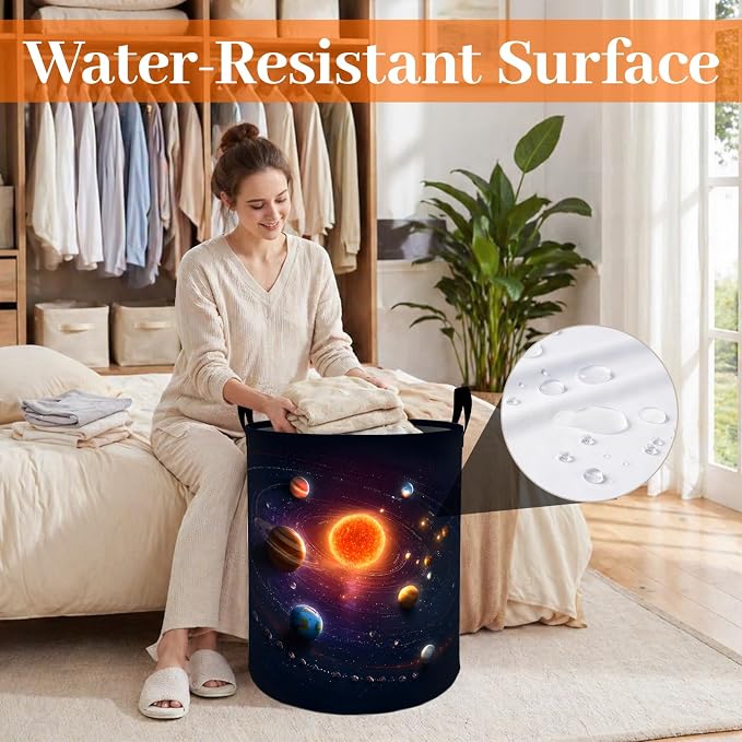 Dreamy Galaxy Laundry Basket, Planet Galaxy Space Oxford Cloth Dirty Clothes Collapsible Hamper for Room Decor, Astronomy Gifts, Toy Organizer 19.7 x 15.7 Inches for Bedroom Bathroom Dorm