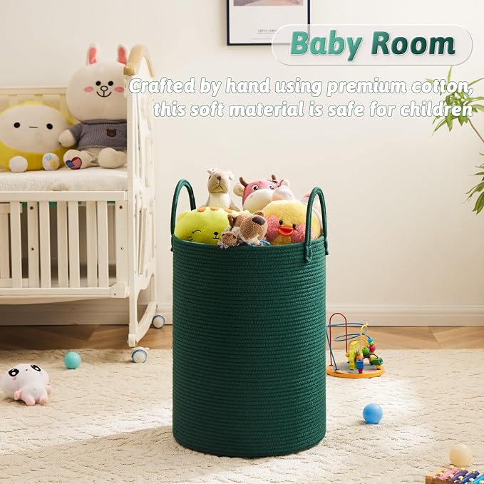 Artfeel Laundry Basket,Woven Cotton Rope Laundry Hamper,40L for Decorative Storage of Dirty Clothes,Toys and Blankets in Bathroom,Baby Room and Living Room