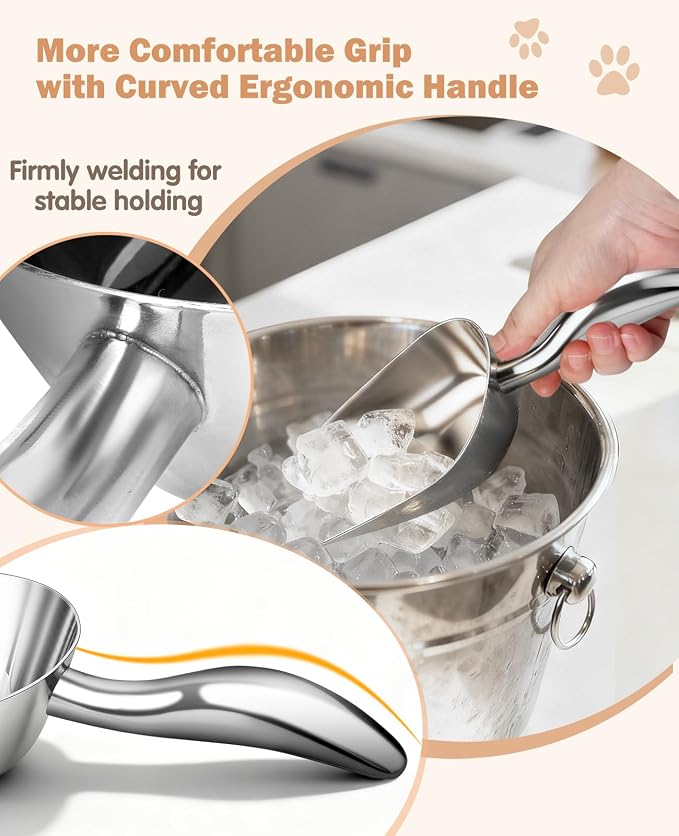 Stainless Steel Dog Food Scoop 1 Cup, Metal Pet Food Scoop With Measuring Lines (Cup/Ml), Dog Food Measuring Scoop For Dogs, Cats, And Kitchen Use, Dishwasher Safe
