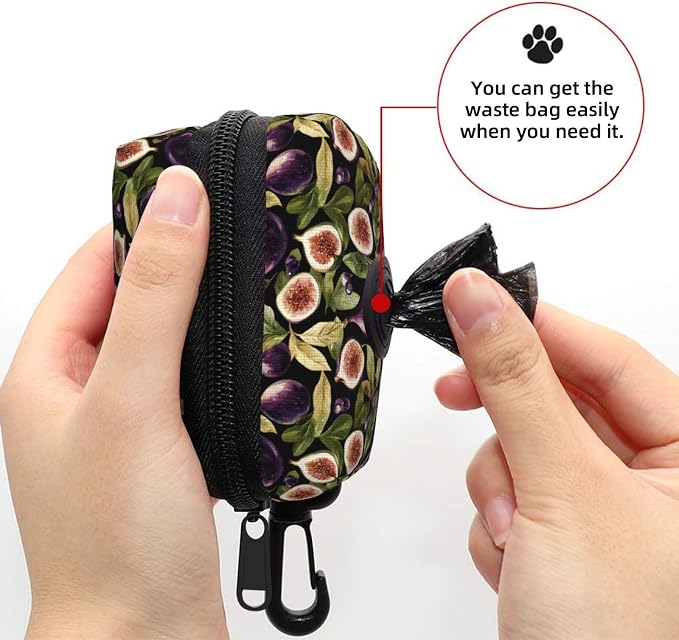 Fig Fruit Pet Waste Bag Dispenser 0.2L | Portable Dog Poop Holder Waste Bag With Zipper Park Doggy Walking Accessory