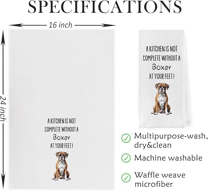 Boxer Dog Dish Towels - Funny Gifts Decorative Waffle Weave Kitchen Hand Tea Towels (1624 Inches)