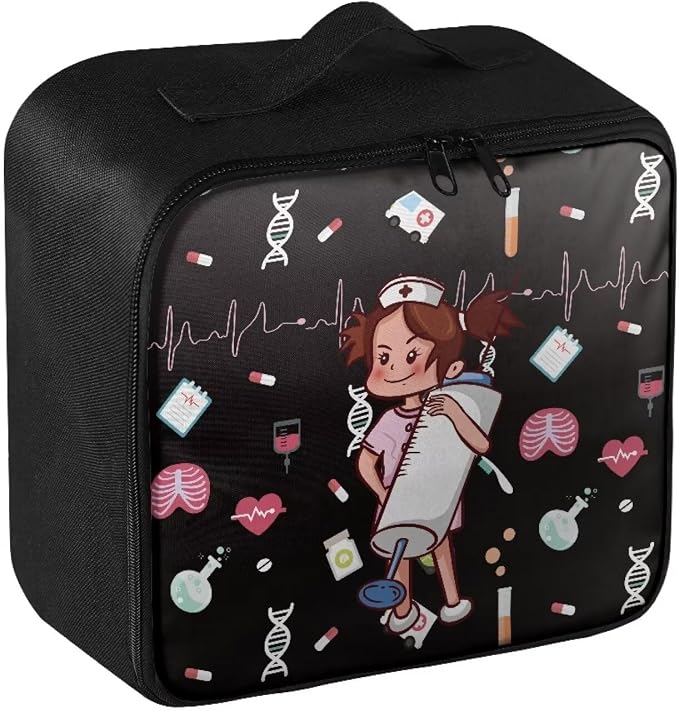 Cute First Aid Bag Empty Large Nurse Girl Medical Equipment Bag Medical Kit Bag Empty Portable Medicine Organizer Zipper Pouch for School Kids College Dorm Student Traveling