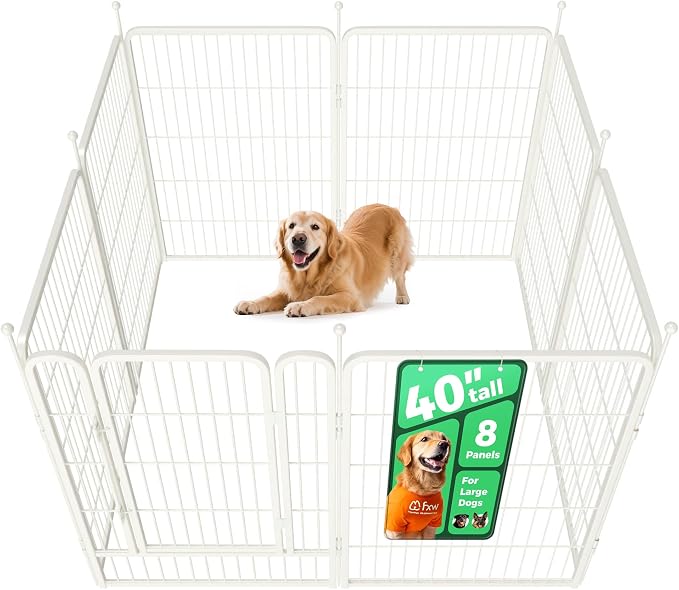 FXW Rollick Dog Playpen, Indoor, Yard & RV Camping, 40" H, 8 Panels | Easy setup, Heavy-duty, DIY layouts, for Medium & Large Dogs, Patented