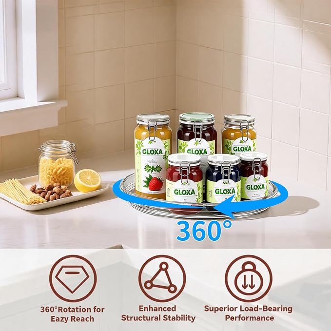 2 Pack Lazy Susan Turntable Organizer for Cabinet, 9.25'' Rotating Spice Rack Organization for Kitchen, Pantry, Bathroom, Vanity, Countertop, Medicine Storage, Seasoning Spice Organizer