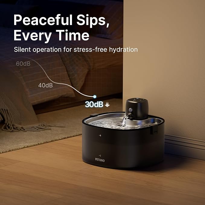 Wireless Cat Water Fountain, Cat Fountain Battery Operated, 78oz/2.3L Pet Water Fountain Cordless, 4000mAh Rechargeable Automatic Fountain with Motion Sensor, Ultra-Quiet Pump & Locking Lid, Silver