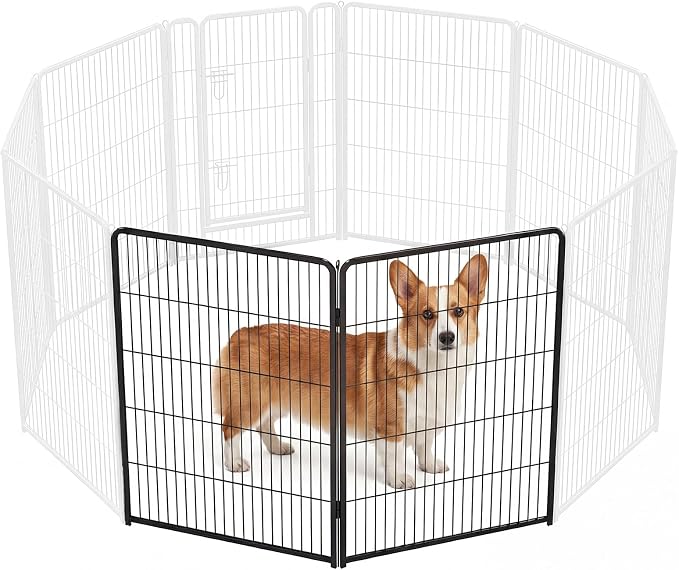 DUMOS Dog Playpen 40 Inch 2 Panels Indoor Outdoor Metal Pet Fence | Foldable Dog Play Pen with Door, Portable Exercise, RV Camping, Puppy Small Medium Large Dogs