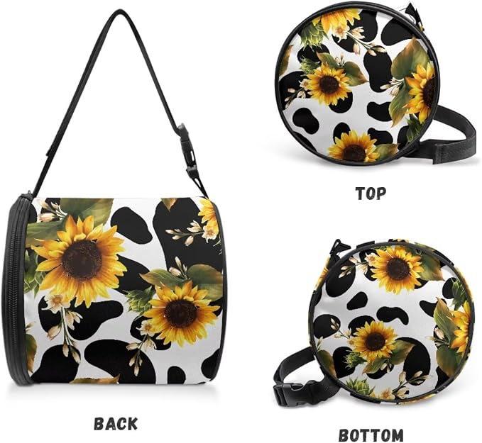 Sunflower Cow Hanging Paper Towel Roll Holder with Adjustable Strap Water Resistant Toilet Tissue Roll Dispenser Handy Toilet Paper Cover Storage Holder