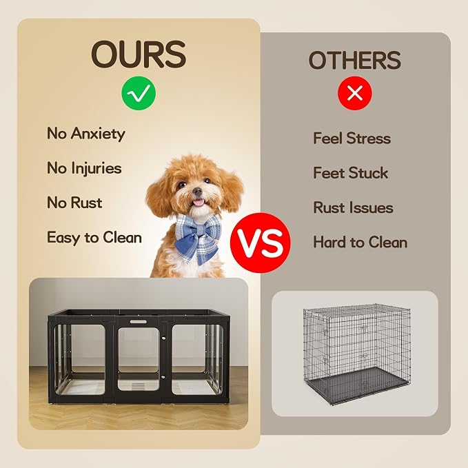 Jalove 24" Clear Acrylic Dog Playpen Indoor, 12 PCS Relieves Pet Anxiety | Ideal for Small Dogs,Puppy Playpen with Door, Rabbit Pet Play Pen,Easy Assemble Dog Crate Whelping Cage Enclosure, Black