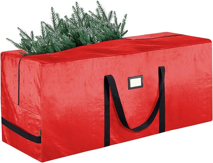 BALEINE 9 ft Christmas Tree Storage Bag, Heavy Duty Extra Large Artificial Christmas Tree Bag with Reinforced Handles and Dual Zippers Wide Opening (Red, 9 ft)