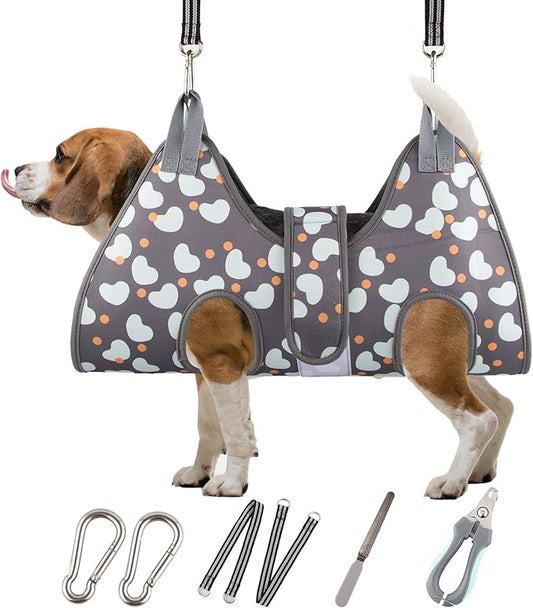 ATESON Dog Grooming Hammock Harness for Medium Dogs Nail Trimming, Dog Sling for Cutting Nails, Dog Hanging Holder Hanger for Clipping Nails with Nail Clippers, Nail File