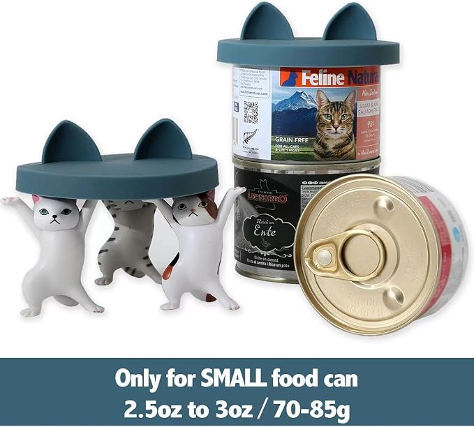 OHMO Cat Food Can Lids for 3oz Small Pet Cans, 2pcs, Dark Blue | BPA-Free Silicone Can Cover, 2.5oz, Flexible&Durable, Reusable, Secure Seal, Easy to Clean, Keep Opened Meals Fresh