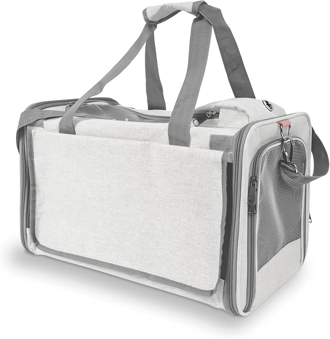 GAPZER Pet Carrier for Large Cat Soft-Sided Animal Traveling Bag up to 20lb | Privacy Protection Big Kitten Car Travel Cloth Carry Bag up to 20 lbs, Small Animal Portable Mesh Kennel Cage for Vet Visits