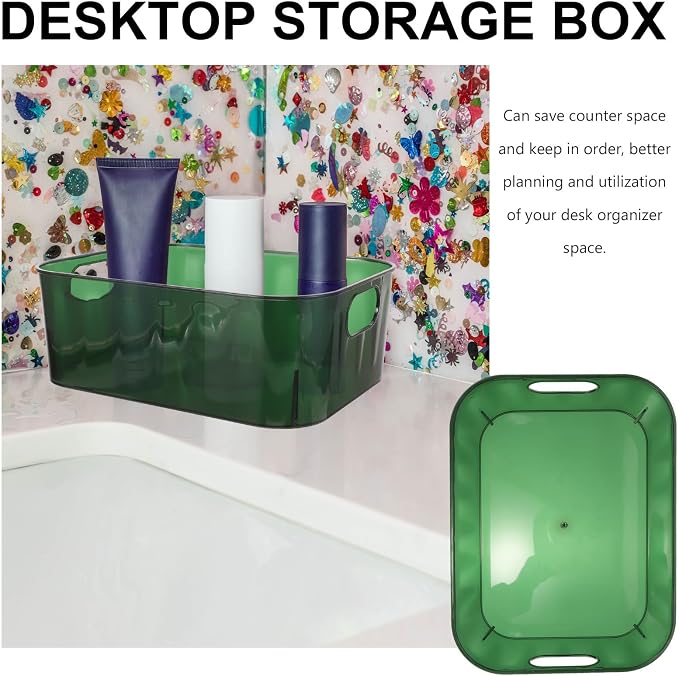 FENICAL Green Small Pet Organizer Storage for Makeup Basket Desk, Storing Top Organizer Bin Office Tools and Stationery, Dresser for Cosmetics and Skincare