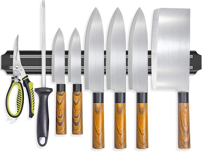 Magnetic Knife Holder 15in Magnetic Knife Strip for Wall, Powerful Magnetic Knife Rack, Securely Hang Knives on Multipurpose Tool Holder