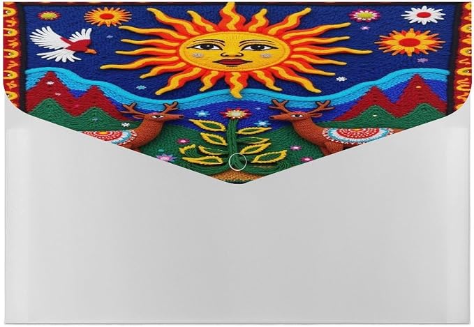 Waterproof Oaxaca Mexico Mexican Mayan Tribal Art Folders for Documents, Paper Receipt Bill Filing Organizer, Folder with Snap Button