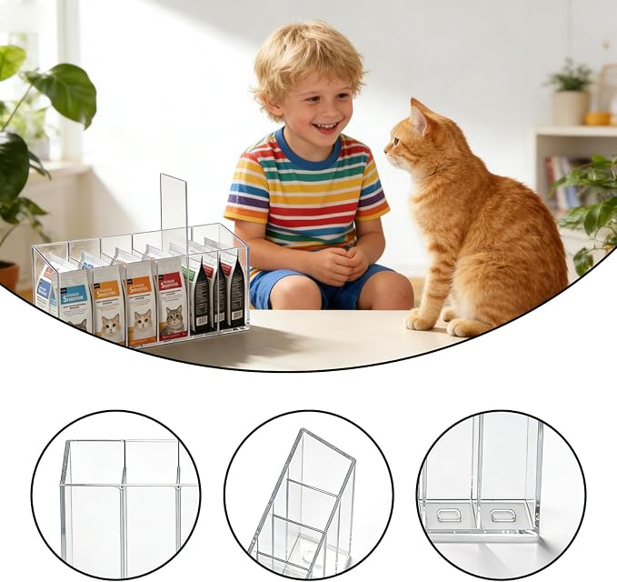 Cat Food Organizer, Cat Treat Storage,with Removable Dividers,Storage for Kitchen Cabinets, Dining Tables & Refrigerators 2-Pack