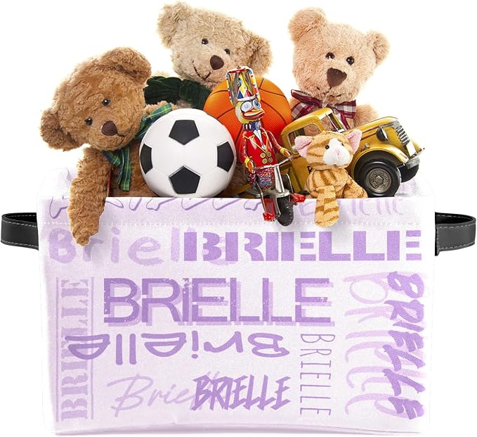 Personalized Storage Bins with Name Custom Kids Storage Basket Cubes Organizer with Handles for Organizing Boys and Girls Toys Shelf Closet Nursery Baskets Boxes, 1 Pack