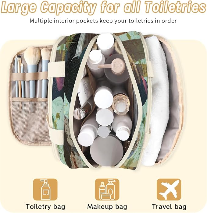 Black Grouse Chicken Travel Toiletry Bag for Women | Summer Forest Lightweight Waterproof Makeup Cosmetic Bag Large Tote Organizer for Traveling, Toiletries, Accessories