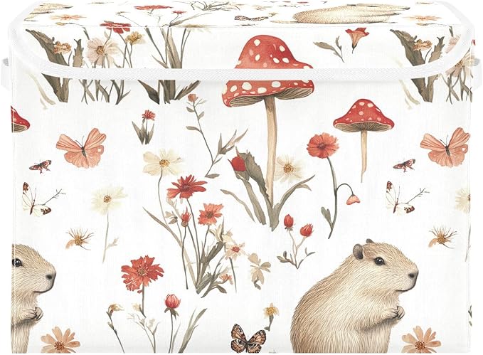 Aesthetic Capybara White Storage Containers Containers For Storage With Lid for Shoe Shelves
