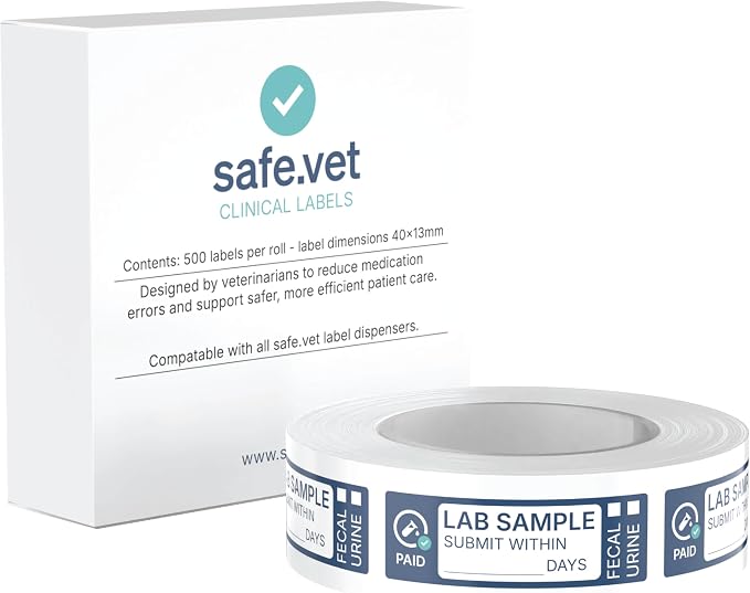 Dispensed Medication Veterinary Pharmacy and Clinical Labels | Roll of 500 | Clinical-Grade Color-Coded Stickers for Medication Bottles and Hospital Use (Prepaid Lab Sample)
