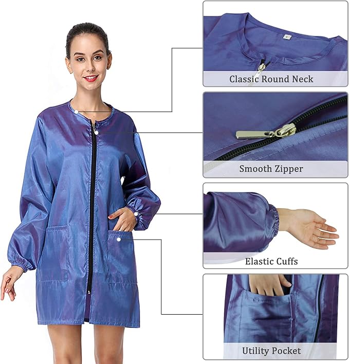 Polyester Professional Salon Smock Hair Stylist Jacket | Water-resistant Haircut Cape, Pet Grooming Workwear, Barber Apron