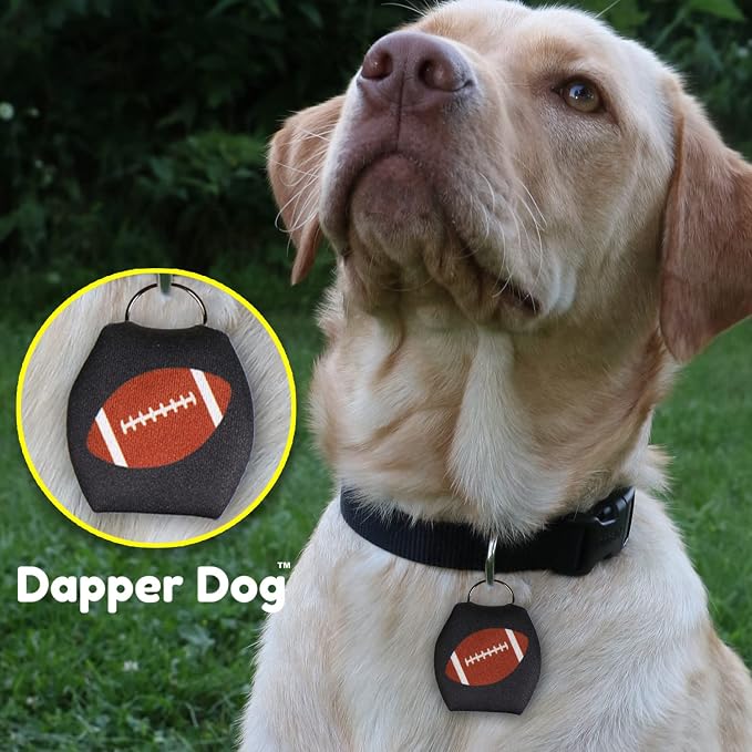 Dapper Dog - Dog Tag Silencer with Tag Ring (Black with Football)