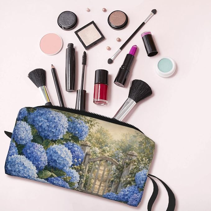 Vintage Wildflower Meadow Makeup Bag for Women, Cosmetic Pouch | Double-Sided Vintage Wildflower Cosmetic Organizer with Foam Padding for Women, Travel, Gym, School, and Daily Storage