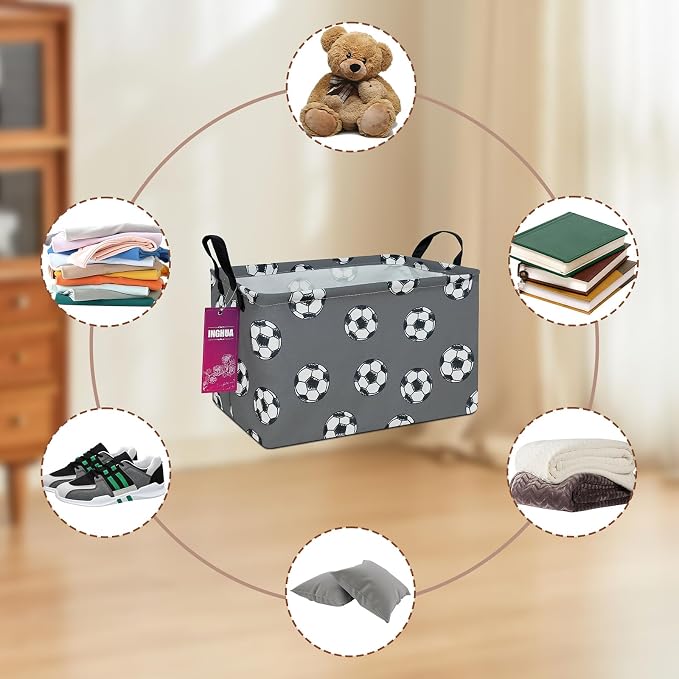 Rectangular Football Storage Basket | Gifts Bag for Toys,Books,Clothes,Gifts,Pets-Perfect for Home,Office,Nursery,Dorm,Shelf