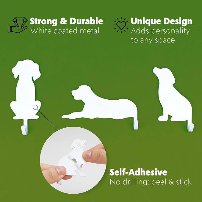 Suck UK Dog Hooks - Dog Keyholders - Novelty Gift for Pet Lovers - Decorative Metal Hangers for Keys Leashes Towels Pet Collars & Small Items - Multi Use Home Decor & Wall Hook Key Holder Organizer