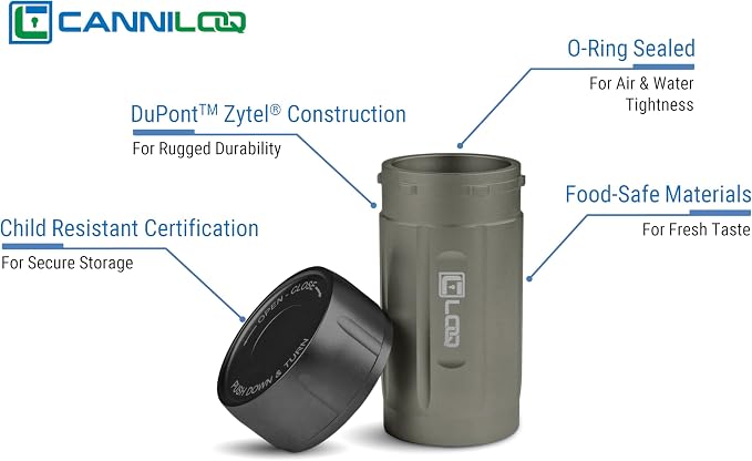 TXD120 Airtight Storage Jar and Smell Proof Container Keeps Herbs Fresh for Months, 120ml, Gray Body, Black Cap