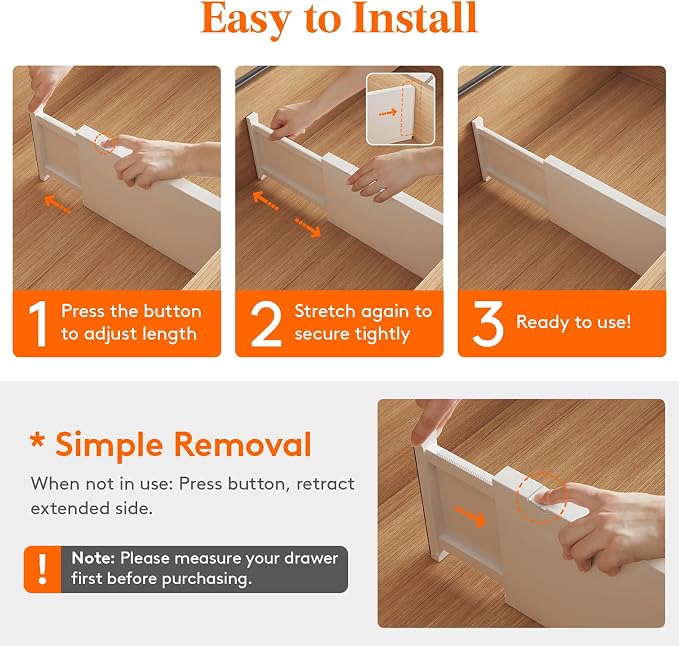 Lifewit 6" Tall Upgrade Drawer Dividers, Adjustable Deep Drawer Organizer | 13.5"-22" Expandable White Drawer Separator for Clothes, Dresser/Kitchen/Closet/Bedroom/Office Organization & Storage, 5 Pack
