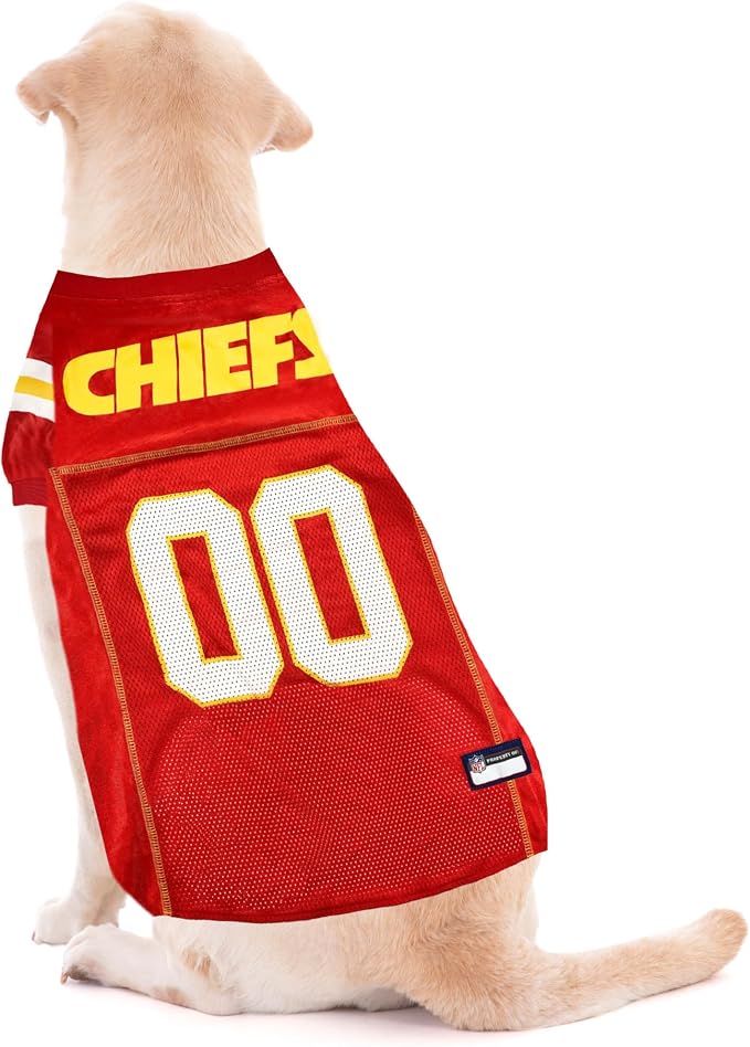 Pets First NFL Kansas City Chiefs Dog Jersey, Size Medium, Football Shirt Costume for Pet, Dog Sports T-Shirt, NFL Team Clothing for Cats, Licensed Pet Apparel Available in 7 Sizes and 32 Teams