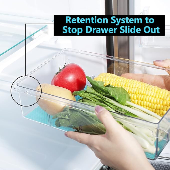 1Pack Refrigerator Organizer Bins Refrigerator Drawer Fridge Organizers | 1Pack Refrigerator Organizer Fridge Egg Drawer, Pull-out Fridge Storage Box Refrigerator Egg Drawer