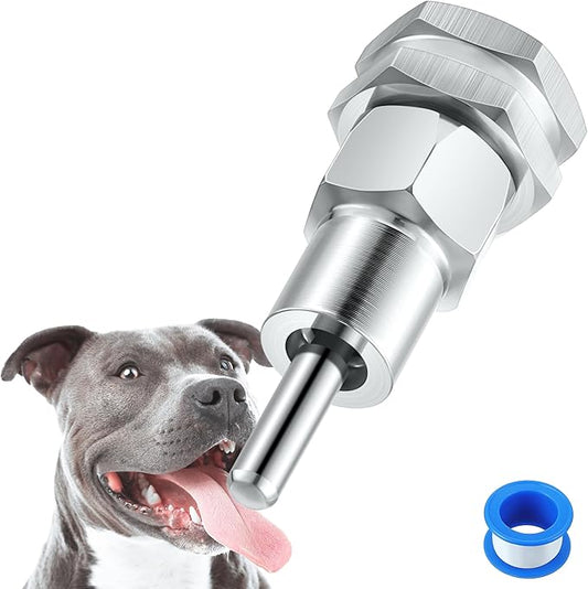Hohean Stainless Steel Automatic Water Drinker 1/2'' 3/4'' Automatic Nipple Drinking Waterer Brass Water Tank Connector with Hole Opener and Plumber's Tape for Dogs and Other Pets