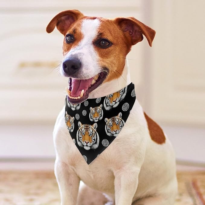 Lightweight and Comfortable Pet Scarves White Tiger Dots Tigers for Dogs Outdoor Activities, Going Out, Daily Use, Casual Fashion Cats Scarf