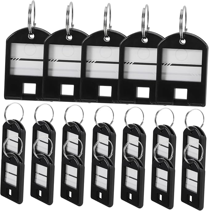 TEHAUX 50pcs Key Tags Split Rings for Easy Identification and Organization Portable Luggage Labels for Home Office and Travel Use
