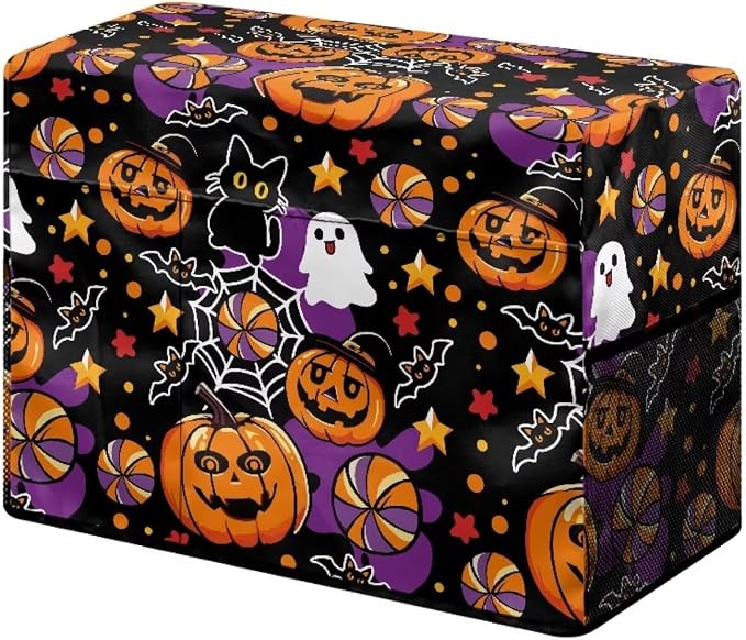 Halloween Theme Sewing Machine Cover with Storage Pockets | Dust & Pet Hair Protection,Fits Standard Singer, Brother and Janome Machines, Protecting & Decorating Your Sewing Space