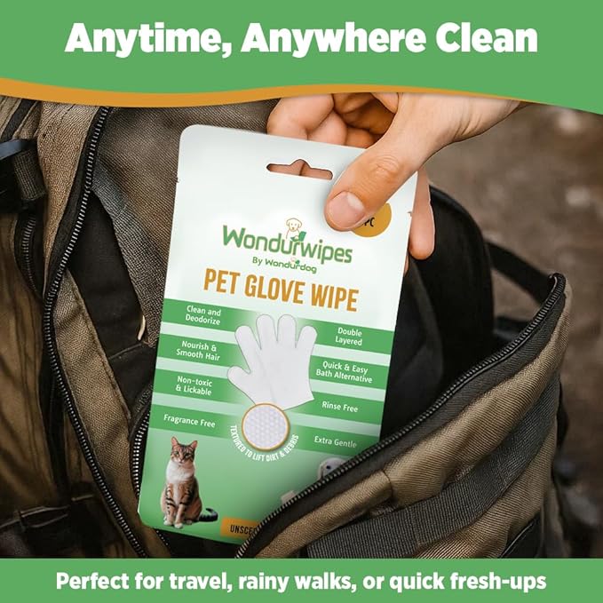 6pc. Premium Pet Glove Cleaning Wipes for Dogs & Cats | Textured, Deodorizing & Hypoallergenic Gloves with Aloe Vera & Shea Butter – Gentle, Skin-Safe Wipes for Fur, Face & Body, Odor Control